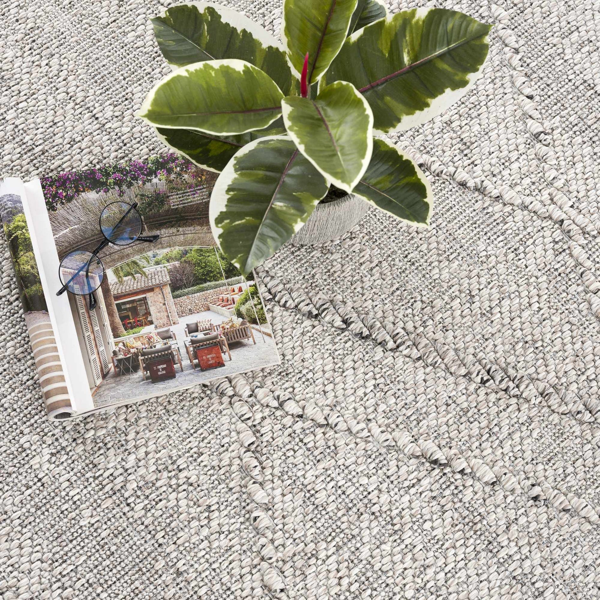 Baqer Bone & Taupe Textured Performance Rug - Clearance - Quahog Bay Bedding