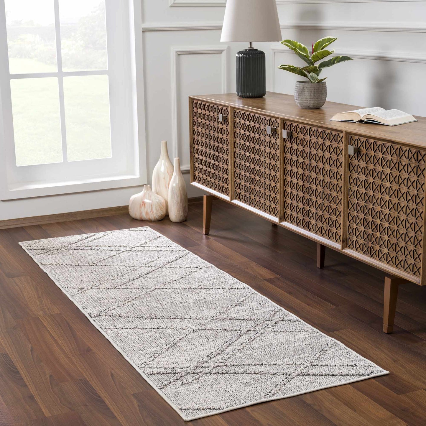 Baqer Bone & Taupe Textured Performance Rug - Clearance - Quahog Bay Bedding