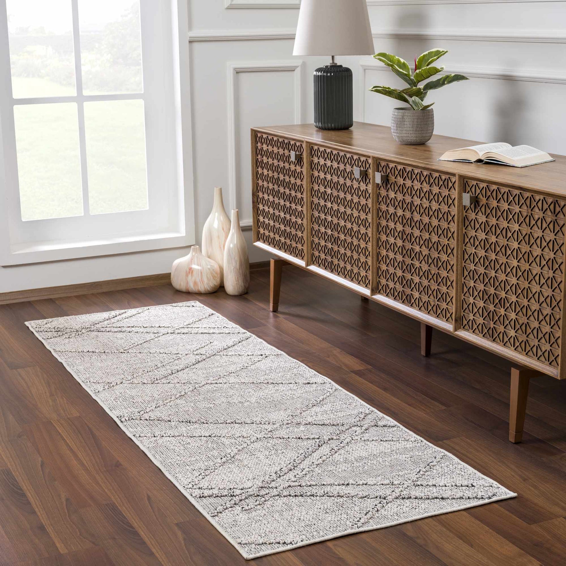 Baqer Bone & Taupe Textured Performance Rug - Clearance - Quahog Bay Bedding