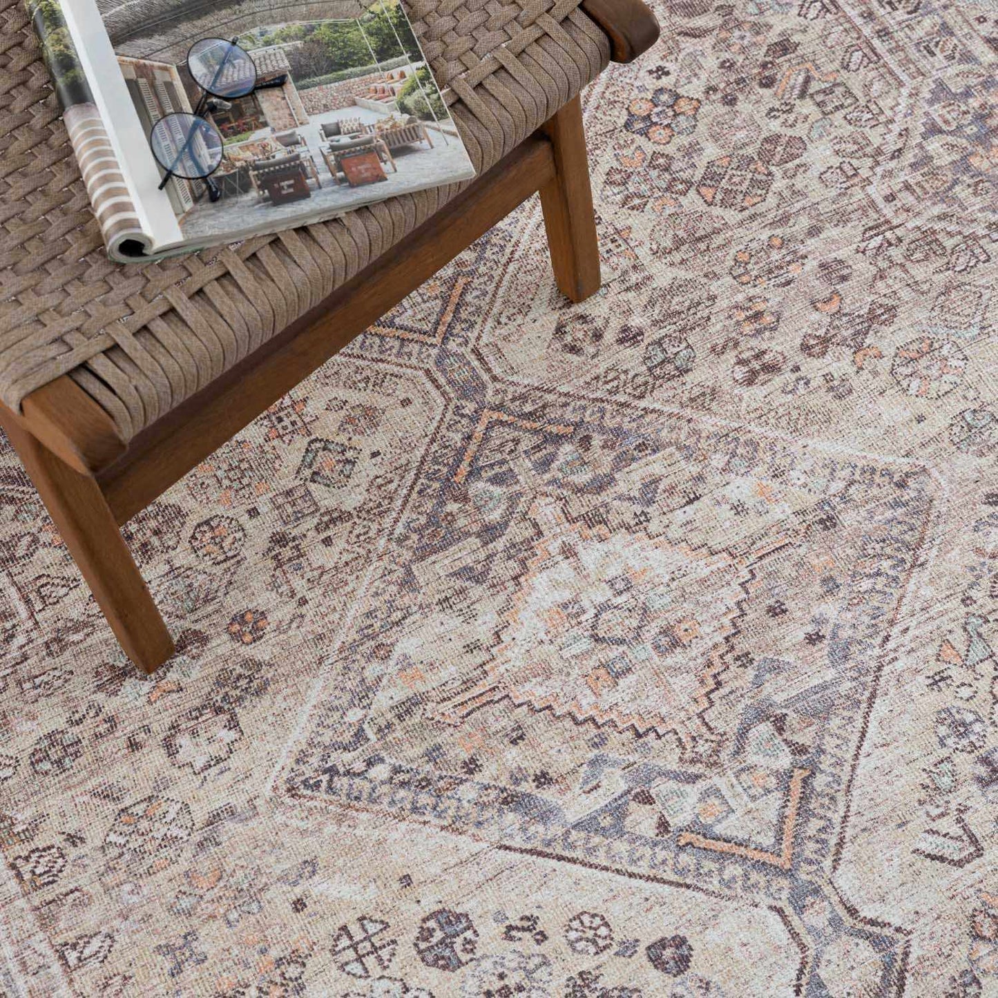 Barny Tan Flat Pile Washable Area Rug - Quahog Bay Bedding