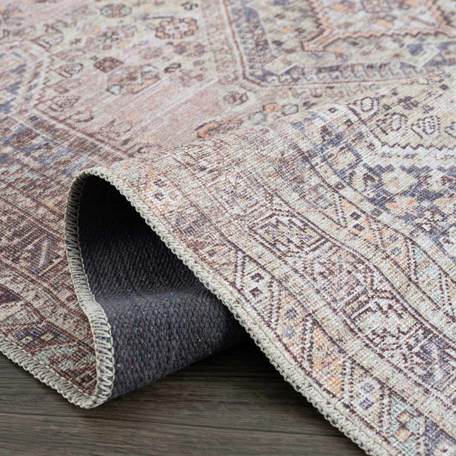 Barny Tan Flat Pile Washable Area Rug - Quahog Bay Bedding
