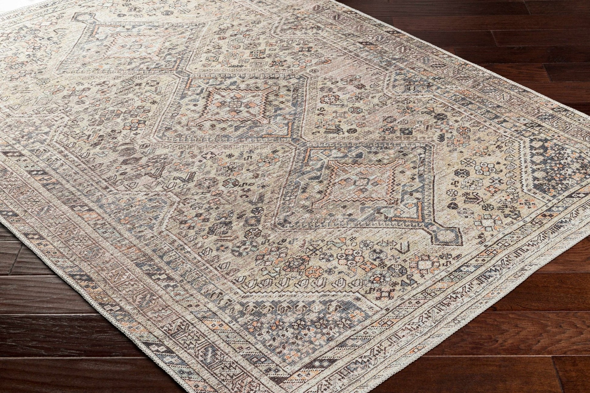 Barny Tan Flat Pile Washable Area Rug - Quahog Bay Bedding
