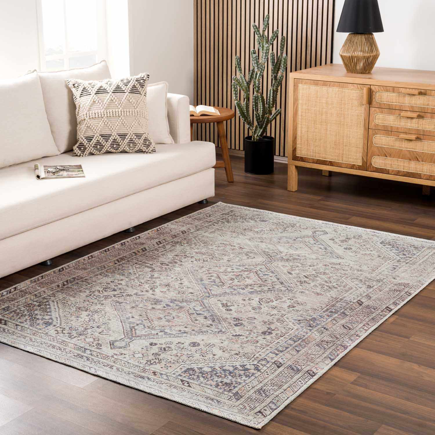 Barny Tan Flat Pile Washable Area Rug - Quahog Bay Bedding