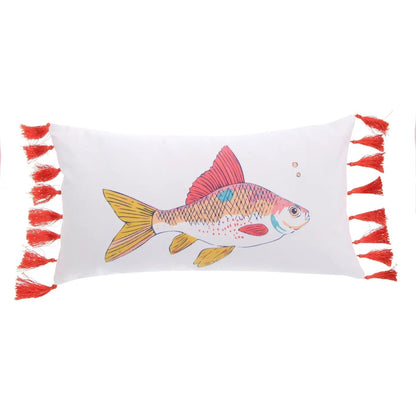 Barrier Reef Fish Pillow w/ Tassles - Ocean Themed Throw Pillows - Quahog Bay Bedding