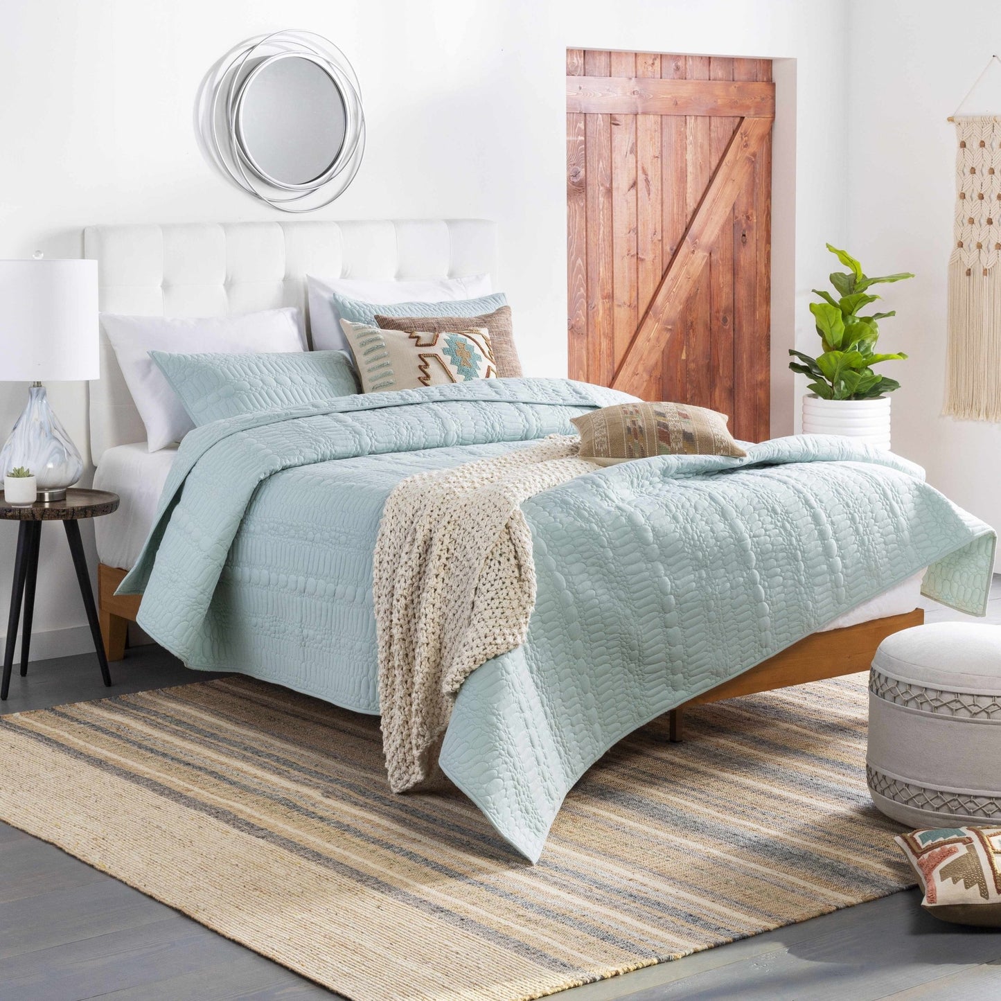 Basay Round Silver Gray Mirror - Quahog Bay Bedding