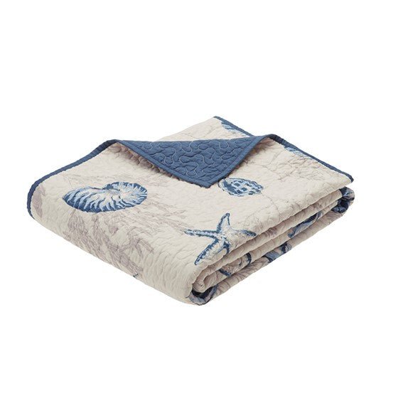 Madison Park Bayside Nautical Oversized Printed Microfiber Quilted Throw Blanket - Quahog Bay Bedding