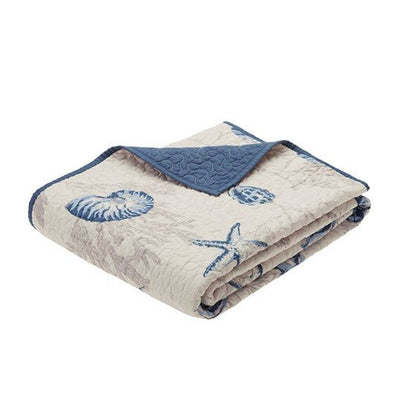 Madison Park Bayside Nautical Oversized Printed Microfiber Quilted Throw Blanket - Quahog Bay Bedding