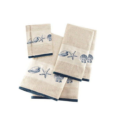 Bayside Nautical Towel Set Embroidered Cotton Jacquard 6 PC - Quahog Bay Bedding