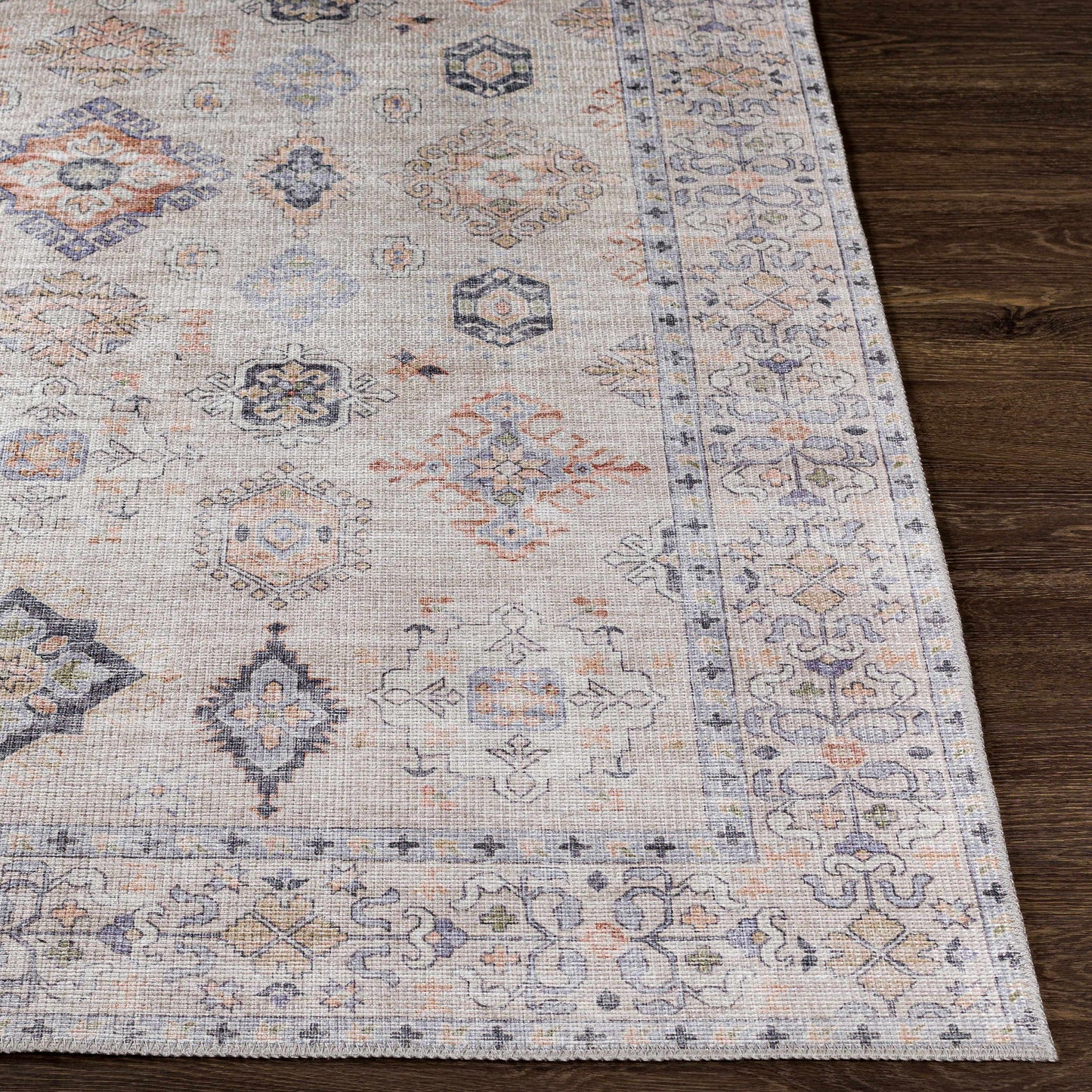 Beige Beckett Vintage Washable Area Rug - Promo