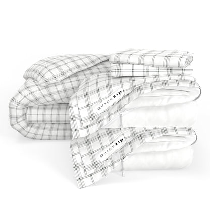QuickZip Duvet Bundle - Twilluxe Flannel, Soft Brushed Cotton - Fitted Sheet, Duvet Cover & Pillowcases