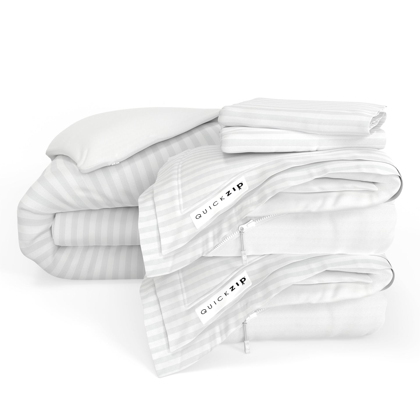 QuickZip Duvet Bundle  - Base, Fitted Sheet And Duvet Cover Set - ComfortCore
