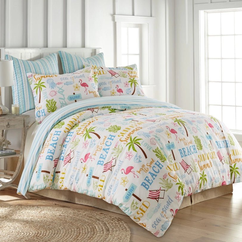 Beach Days Coastal Duvet Cover Set - Beach Themed Duvets - Quahog Bay Bedding
