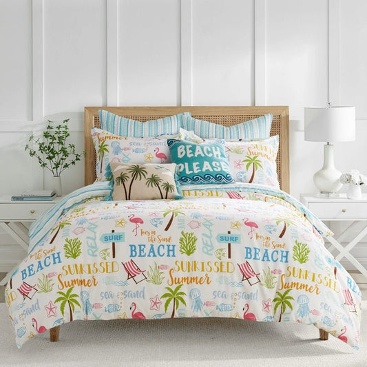 Beach Days Coastal Duvet Cover Set - Beach Themed Duvets - Quahog Bay Bedding