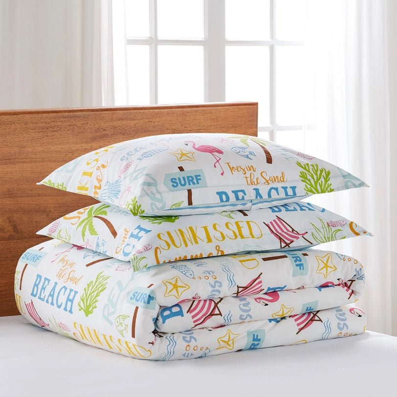 Beach Days Coastal Duvet Cover Set - Beach Themed Duvets - Quahog Bay Bedding