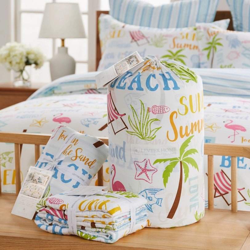 Beach Days Coastal Duvet Cover Set - Beach Themed Duvets - Quahog Bay Bedding