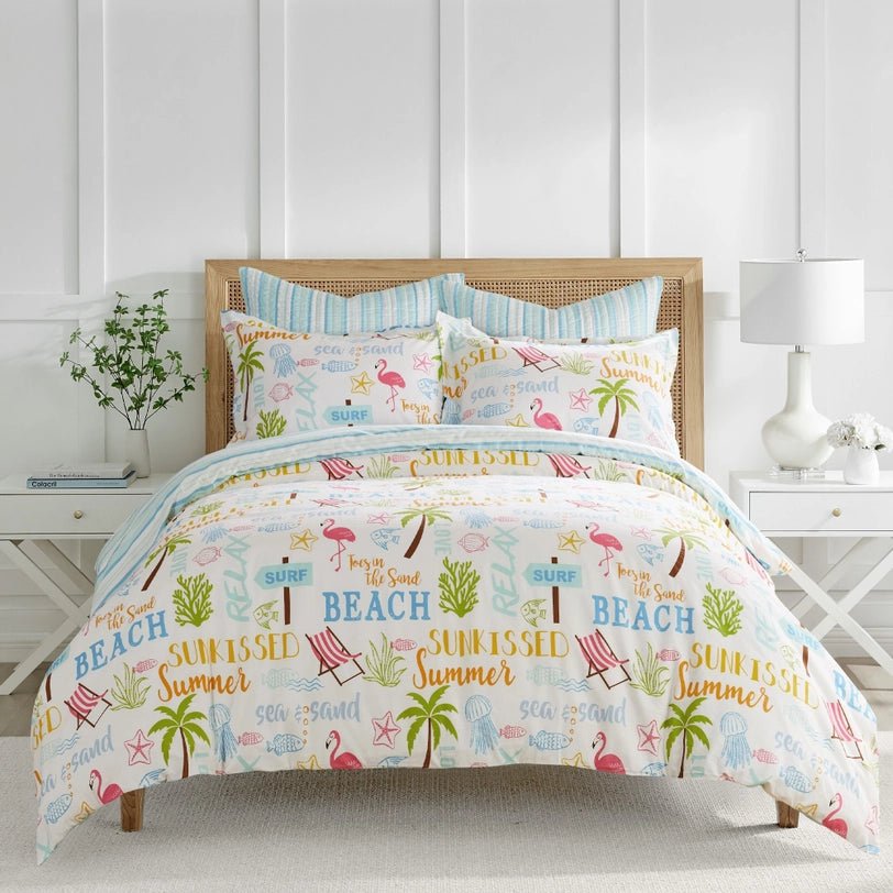 Beach Days Coastal Duvet Cover Set - Beach Themed Duvets - Quahog Bay Bedding