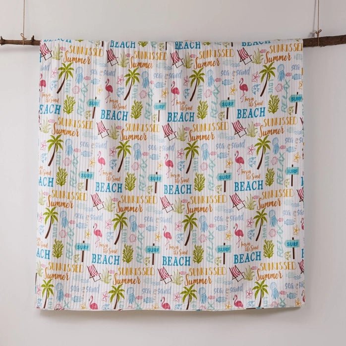 Beach Days Reversible Coastal Quilt Set - Coastal Themed Quilt Set - Quahog Bay Bedding