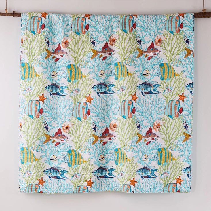 Beachwalk Cotton Quilt Set - Fish Themed Quilts - Quahog Bay Bedding
