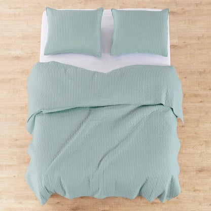 Beautiful Coastal Cross Stitch 100% Cotton Quilt Set - Spa - Quahog Bay Bedding