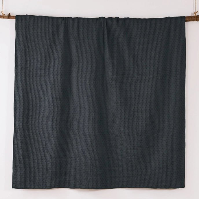 Beautiful Cross Stitch 100% Cotton Quilt Set - Charcoal - Quahog Bay Bedding