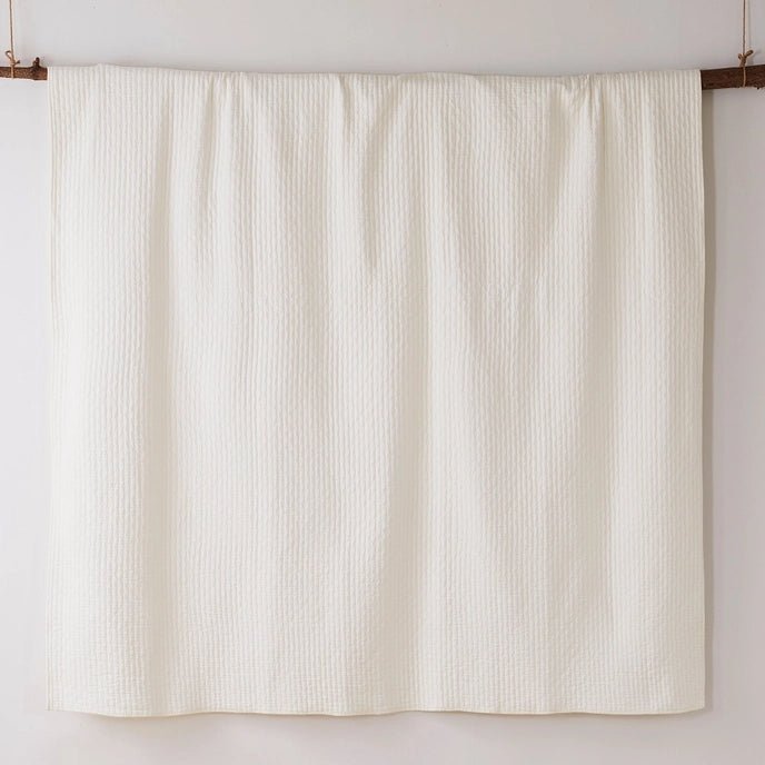 Beautiful Cross Stitch 100% Cotton Quilt Set - Cream - Quahog Bay Bedding