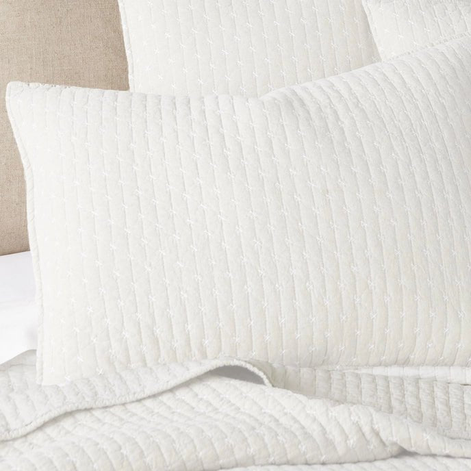 Beautiful Cross Stitch 100% Cotton Quilt Set - Cream - Quahog Bay Bedding