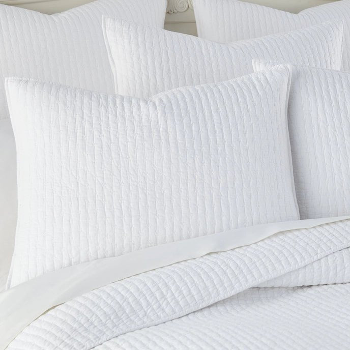Beautiful Cross Stitch 100% Cotton Quilt Set - White - Quahog Bay Bedding
