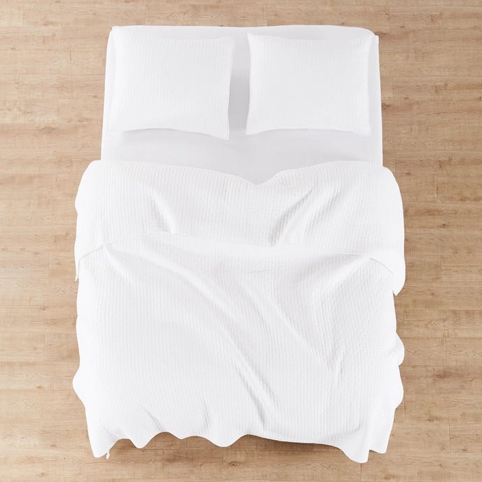 Beautiful Cross Stitch 100% Cotton Quilt Set - White - Quahog Bay Bedding