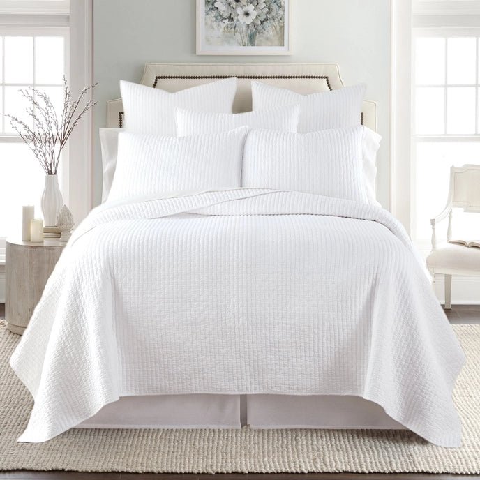 Beautiful Cross Stitch 100% Cotton Quilt Set - White - Quahog Bay Bedding