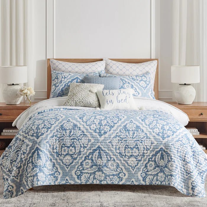 Becker Quilt Set - Beautiful Coastal Blue Bedding Set - Quahog Bay Bedding