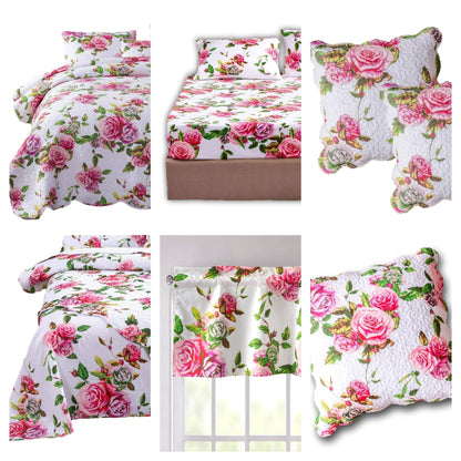 Bedding Bundle- Romantic Roses- Floral Scalloped Edge Bedding Set - Quahog Bay Bedding