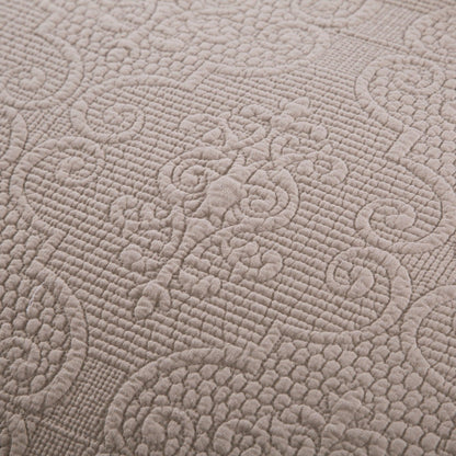 DaDa Bedding Neutral Taupe Beige Sandy Elegant Matelasse Cotton Quilted Bedspread Set (JHW-585) - DaDa Bedding Collection