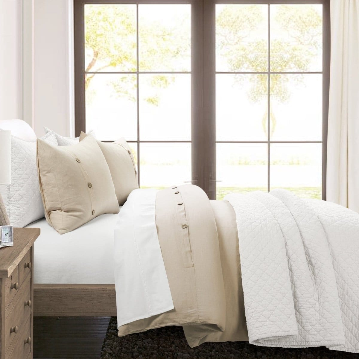 Belgian Flax Linen Rich Cotton Blend Duvet Cover 3 Piece Set - Quahog Bay Bedding