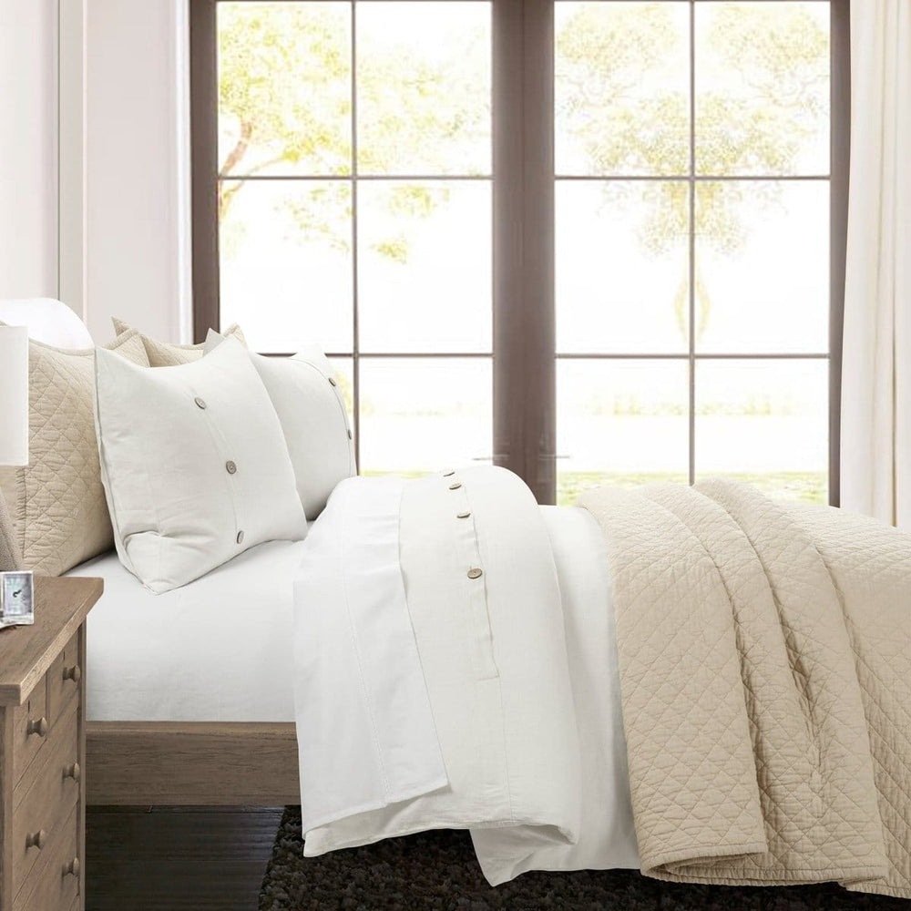 Belgian Flax Linen Rich Cotton Blend Duvet Cover 3 Piece Set - Quahog Bay Bedding