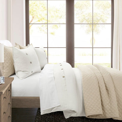 Belgian Flax Linen Rich Cotton Blend Duvet Cover 3 Piece Set - Quahog Bay Bedding