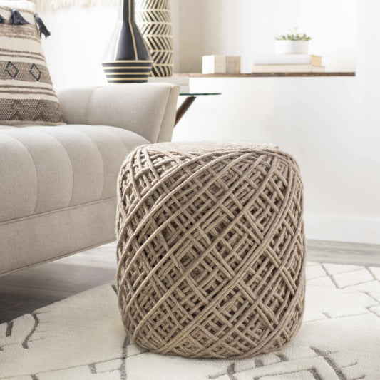 Bellingen Gray Handwoven Textured Pouf - Quahog Bay Bedding