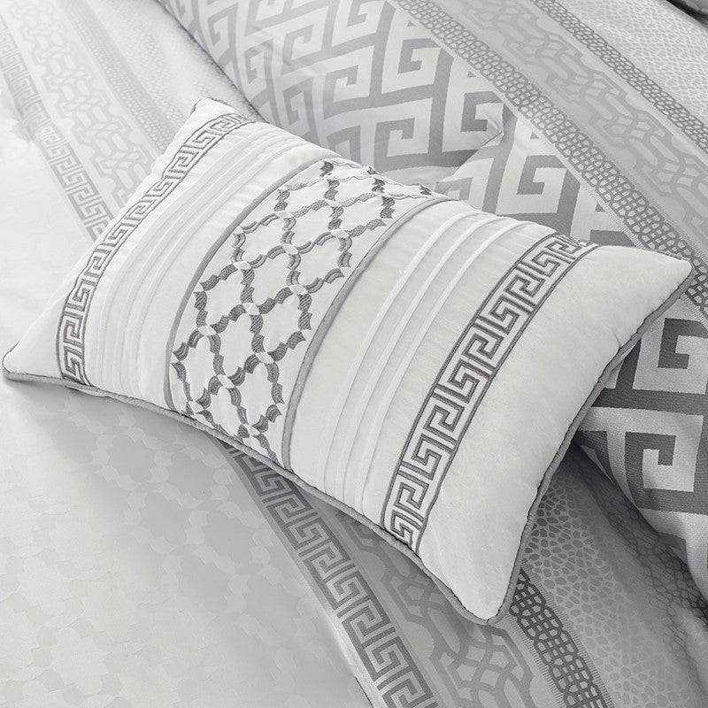 Bennett 7 Piece Jacquard Comforter Set – Grey - Quahog Bay Bedding