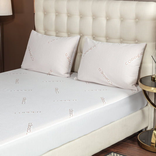 Bibb Home 2 Pack Copper Infused Waterproof Pillow Protectors - Quahog Bay Bedding