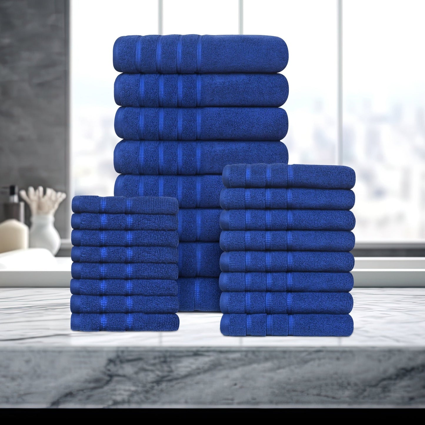 Bibb Home 24 Piece Zero Twist Egyptian Cotton Towel Set - Quahog Bay Bedding