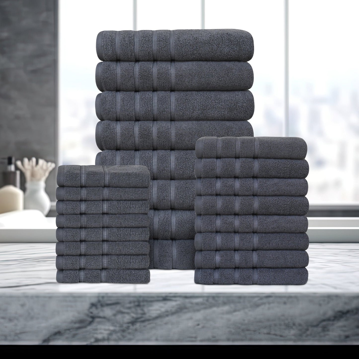 Bibb Home 24 Piece Zero Twist Egyptian Cotton Towel Set - Quahog Bay Bedding