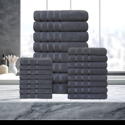 Bibb Home 24 Piece Zero Twist Egyptian Cotton Towel Set - Quahog Bay Bedding