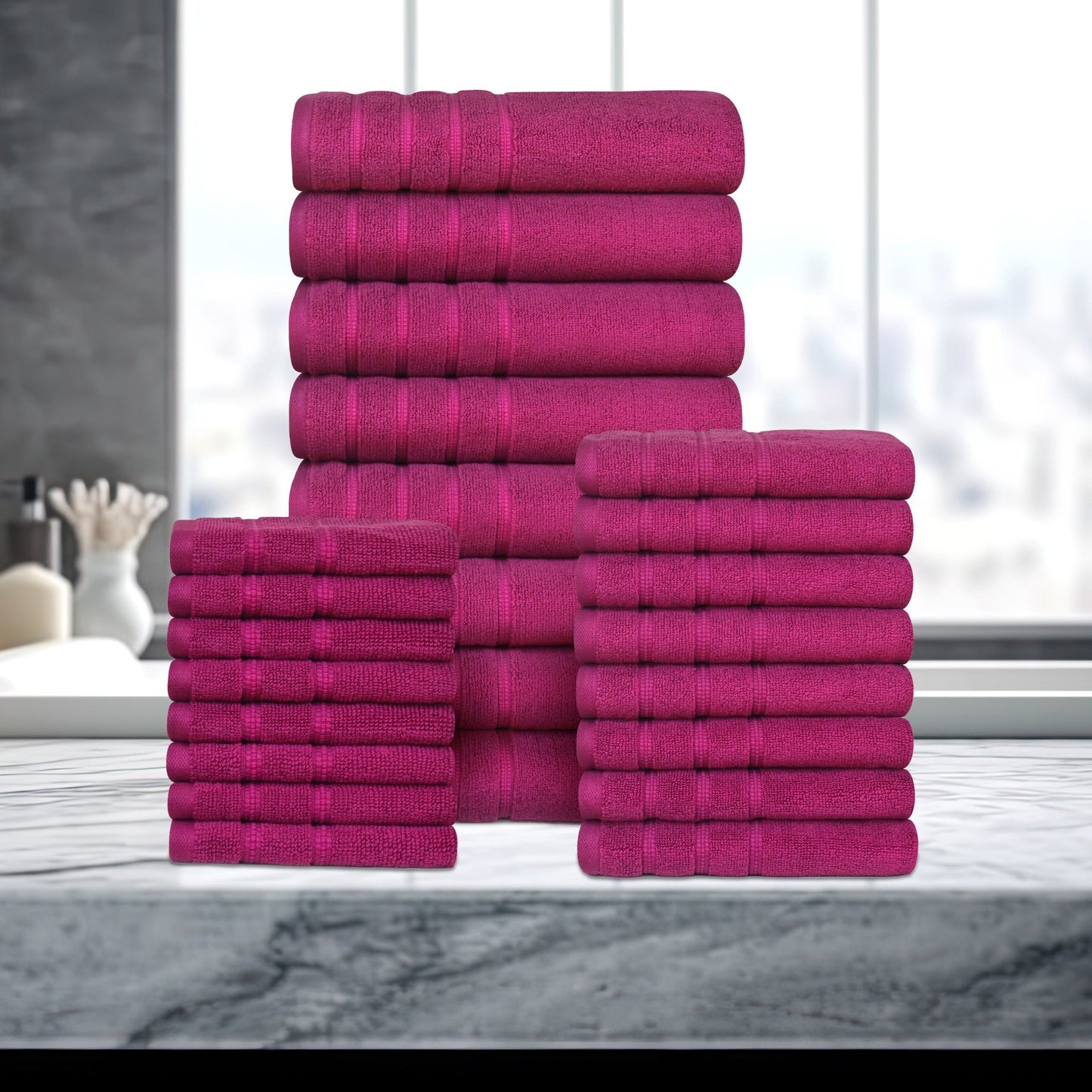 Bibb Home 24 Piece Zero Twist Egyptian Cotton Towel Set - Quahog Bay Bedding