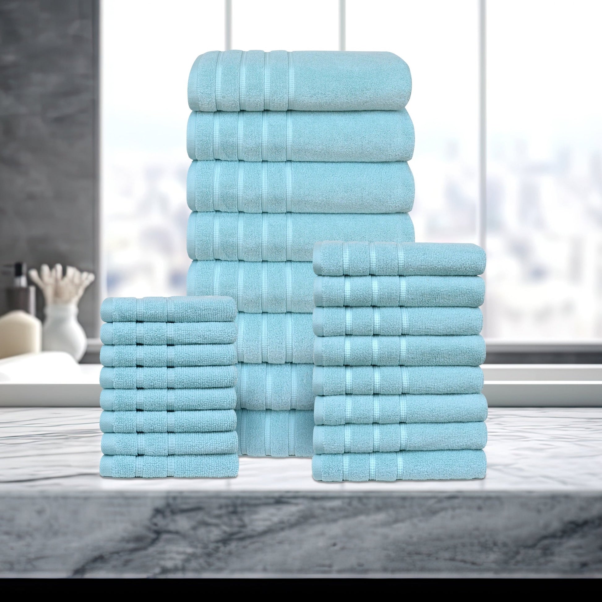 Bibb Home 24 Piece Zero Twist Egyptian Cotton Towel Set - Quahog Bay Bedding