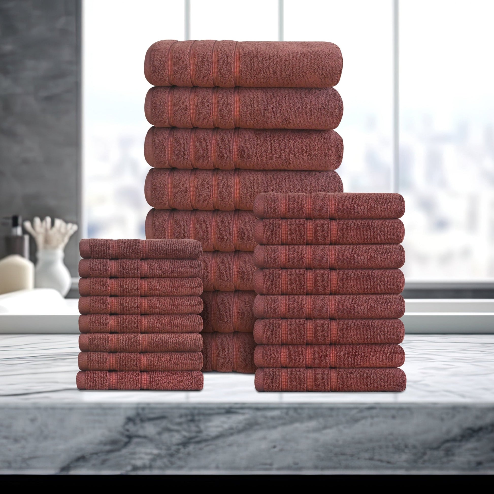 Bibb Home 24 Piece Zero Twist Egyptian Cotton Towel Set - Quahog Bay Bedding