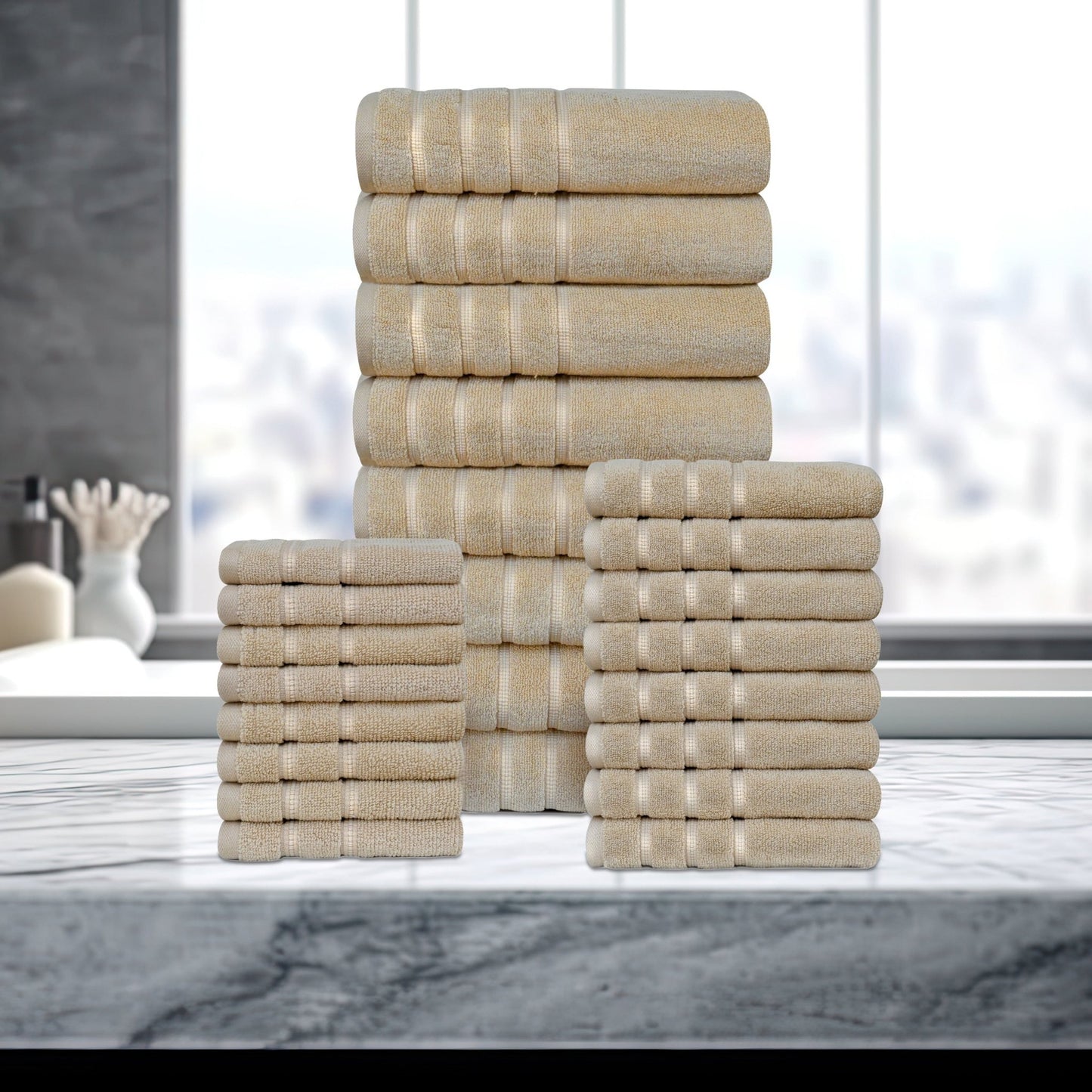 Bibb Home 24 Piece Zero Twist Egyptian Cotton Towel Set - Quahog Bay Bedding