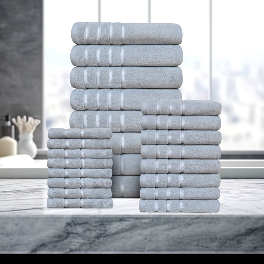 Bibb Home 24 Piece Zero Twist Egyptian Cotton Towel Set - Quahog Bay Bedding