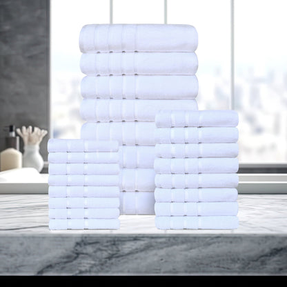 Bibb Home 24 Piece Zero Twist Egyptian Cotton Towel Set - Quahog Bay Bedding
