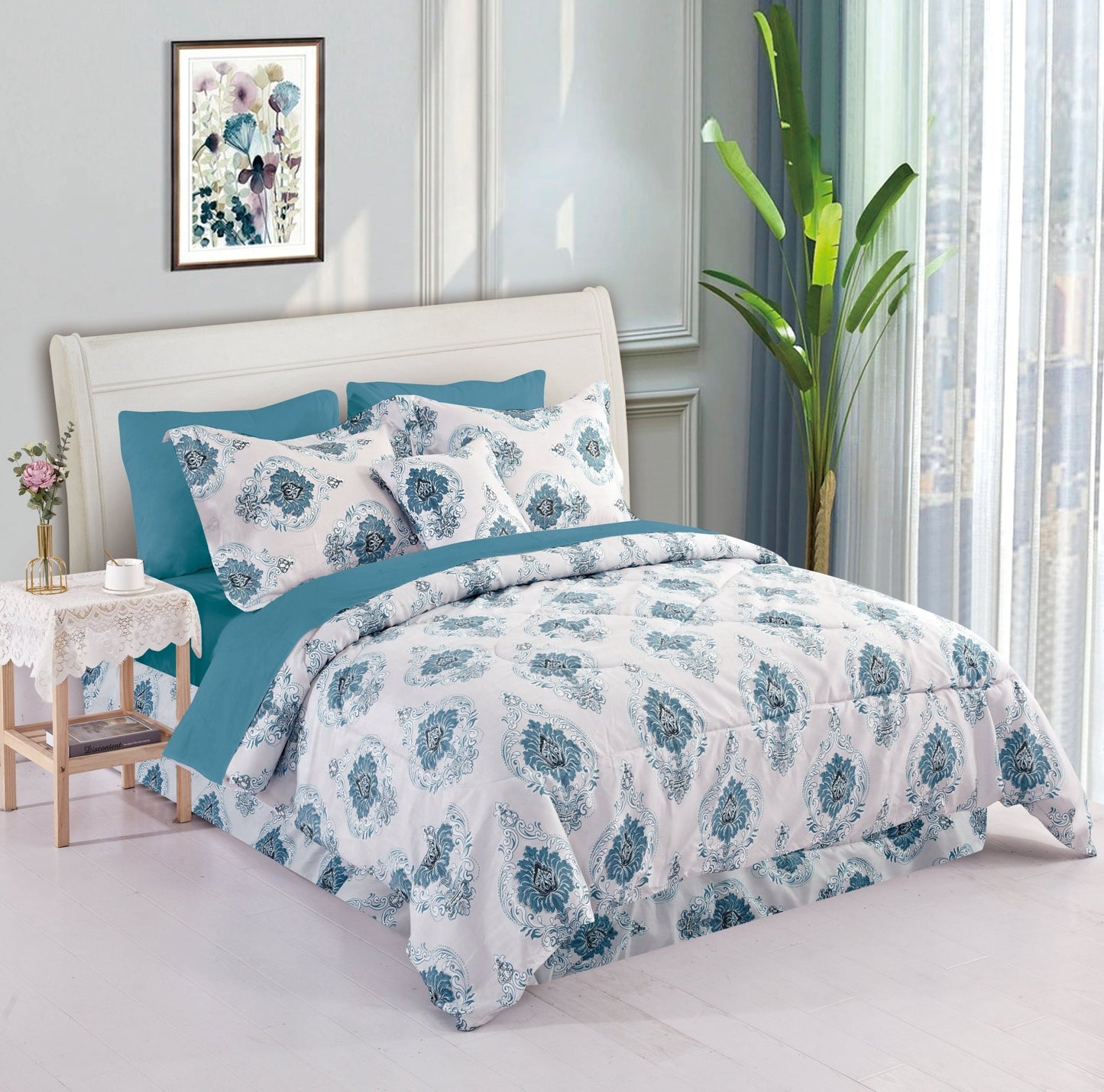 Bibb Home 5 Piece Comforter Set with Decorative Pillows - Quahog Bay Bedding