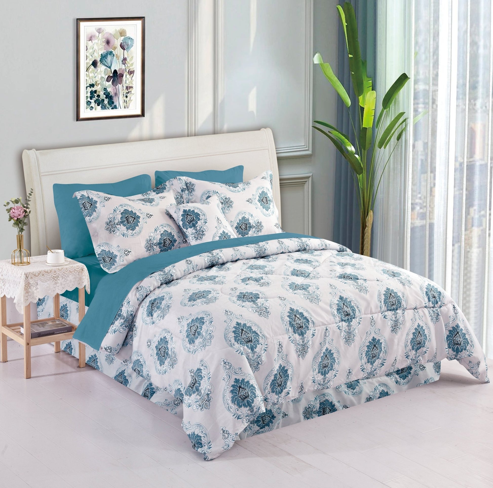 Bibb Home 5 Piece Comforter Set with Decorative Pillows - Quahog Bay Bedding