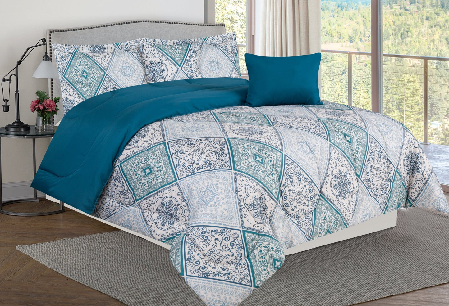 Bibb Home 5 Piece Comforter Set with Decorative Pillows - Quahog Bay Bedding